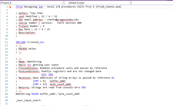 MASM Assembly Programming of Low Level Operations